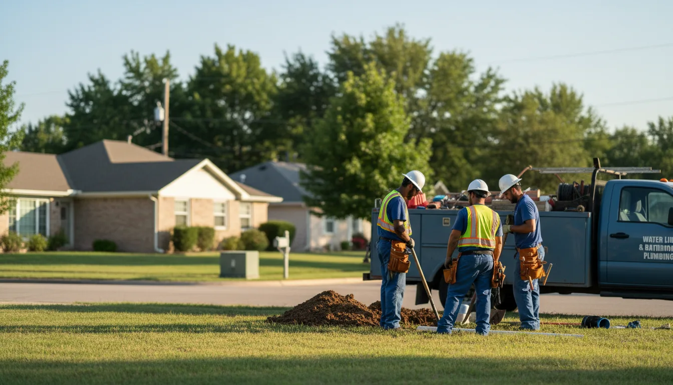 Residential water line and bathroom plumbing service in Hollenberg, KS